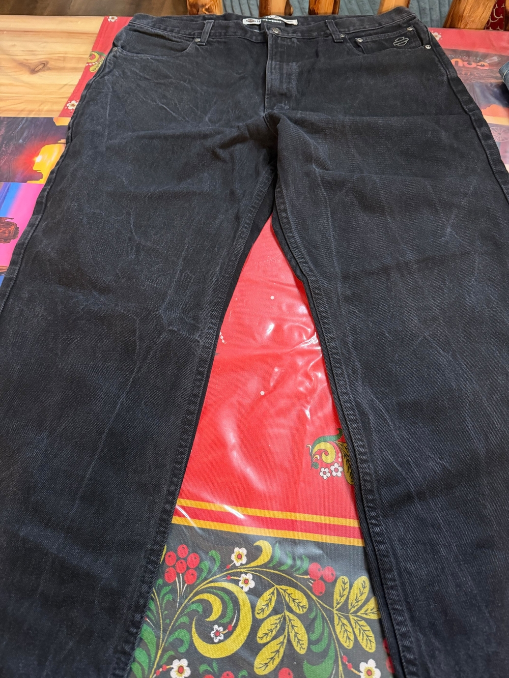 Harley-Davidson Black Denim Jeans with Branded Button